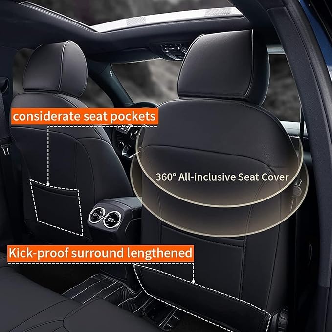 AOMSAZTO Custom Fit Seat Covers for Mazda CX-30 2020 2021 2022 2023 2024 2025 CX30 Car Seat Covers Full Set Black Faux Leather Compatible Airbag（New-CX30）