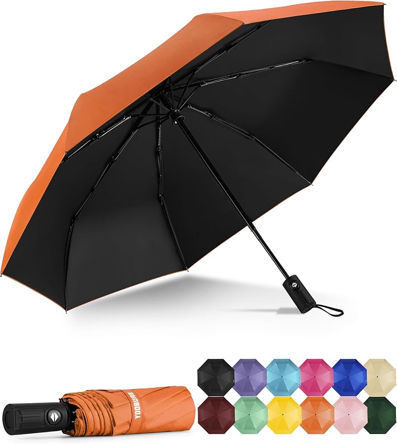 Yoobure Windproof Travel Umbrella - Automatic Umbrellas for Rain, Compact Folding Umbrella with UV Protection, Lightweight Portable Design for Backpack/Walking/Car, Sun & Storm Ready