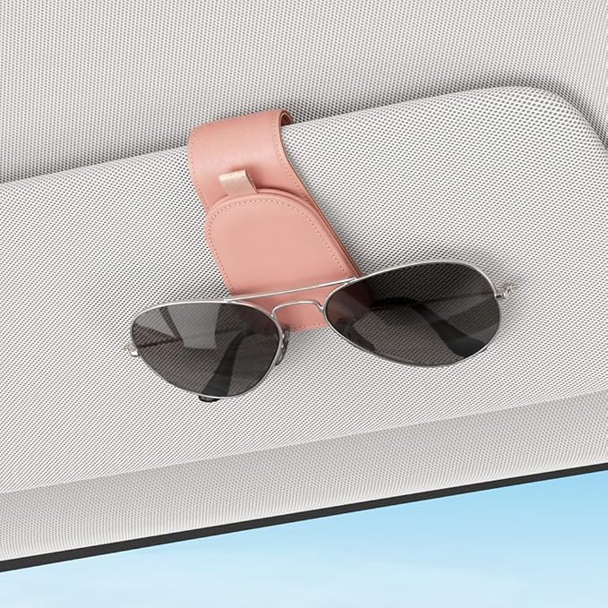 Sotfamily Sunglass Holder for Car Visor, Suede Cloth Magnetic Sunglass Organizer for Car Accessories, 2 Packs, Pink