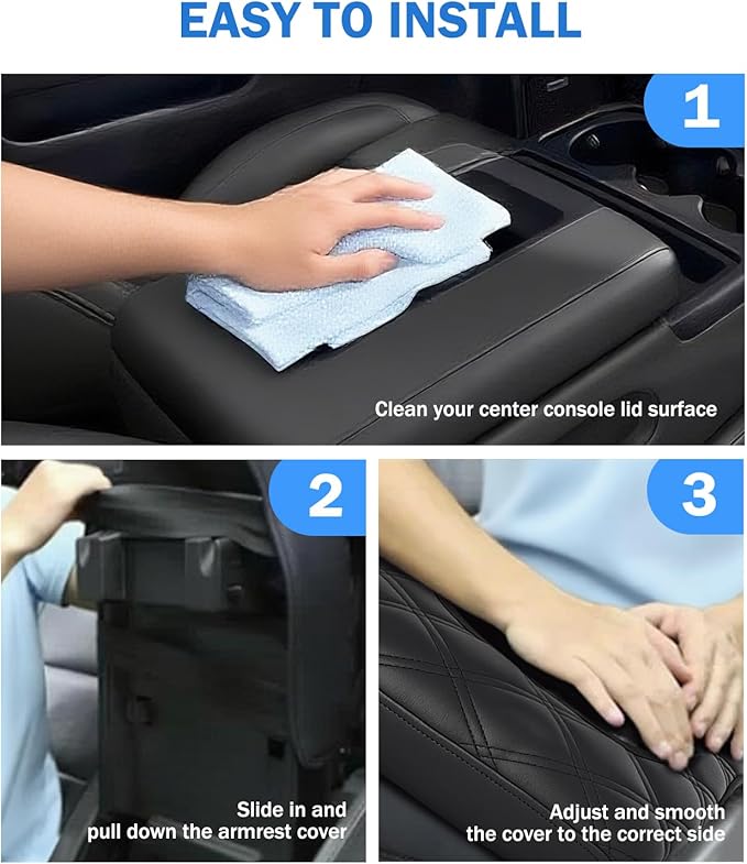 Center Console Cover for Chevy Silverado & GMC Sierra 2014-2018 with 40/20/40 Jump Seat Accessories, Leather Middle Armrest Console Cover Elbow Arm Rest Cushion for Car (Split Bench Seat Console ONLY)
