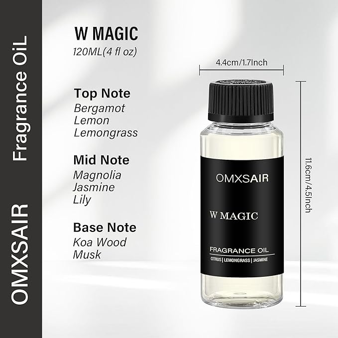 Hotel Diffuser Oil & Home Luxury Scents - W Magic Diffuser Oil 120ml - Inspired by W Hotel Citrus Bergamot,Jasmine - Aromatherapy Scent Diffuser Oil- Fragrance Essential Oils Blend for Diffuser