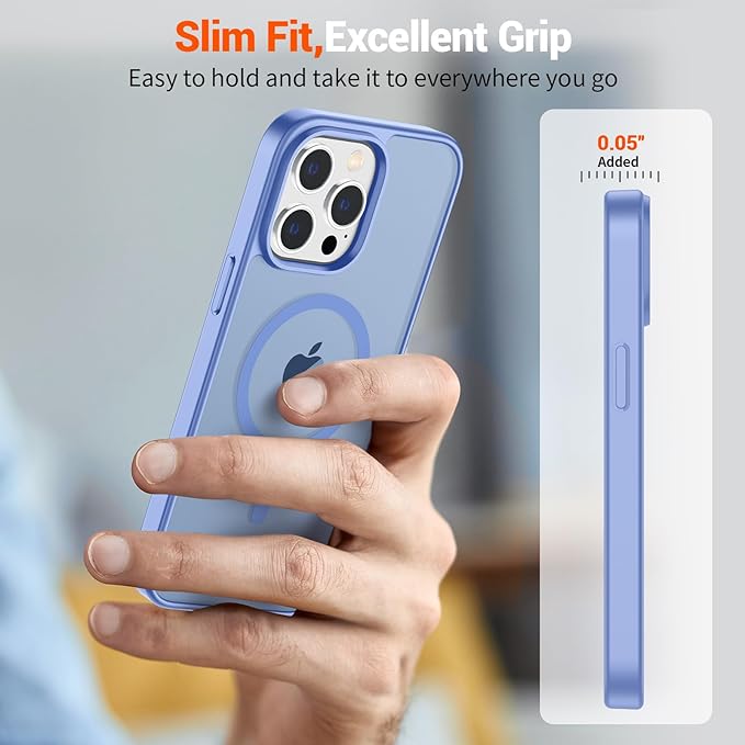 SUPFINE Magnetic for iPhone 14 Pro Max Case (Compatible with MagSafe) (Military Grade Drop Protection) Slim Translucent Matte Shockproof with Anti-Fingerprint Phone Case,Blue Purple