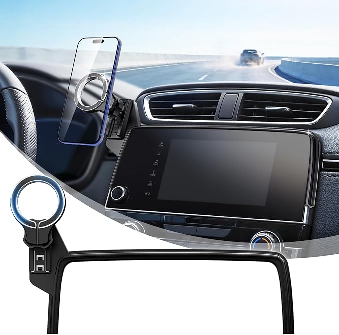 Car Phone Holder for Honda CRV 2017 2018 2019 2020 2021 2022: Magnetic Screen Cell Phone Mount for CR-V 5/7 Inch Touchscreen Accessories - 360° Rotation Compatible with MagSafe for iPhone Samsung