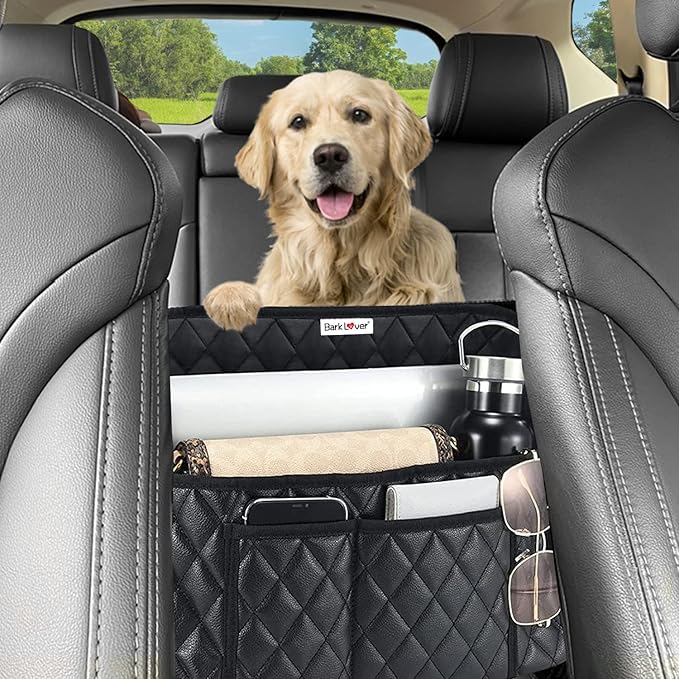 Car Handbag Holder, Seat Back Organizer, Barrier of Backseat Pet Kids, Purse Storage & Pocket, Mesh Large Capacity Handbag Holder for Car (Two Extra Space)