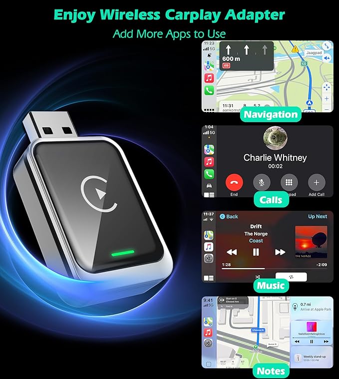 KAIY Wireless Carplay Adapter for iPhone & Android Auto, Convert Wired to Wireless Apple CarPlay Adapter, Car Play USB C USB A Dongle Plug & Play No Delay Stable Connection for iOS 10+, Android 11+
