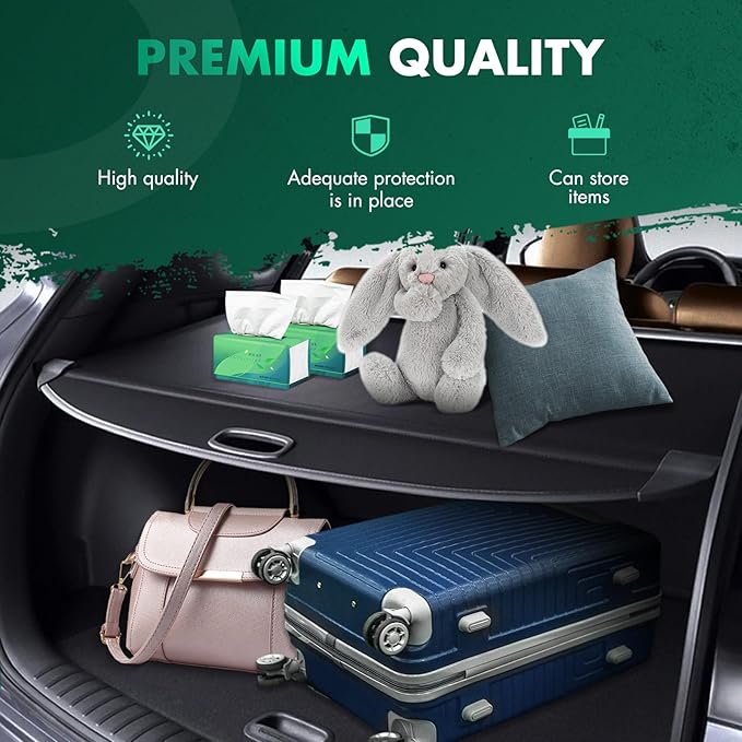 SCITOO Cargo Cover 2022-2024 Fit for Kia EV6 Upgraded Retractable Rear Trunk Cover with Aluminum PVC&Plastic