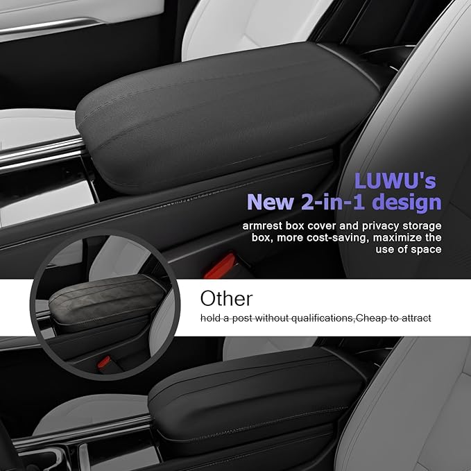 LUWU Center Console Cover Hidden Storage Box Compatible with 2024 2025 2026 Chevy Traverse & GMC Acadia Accessories Silicon Material Armrest Cover Center Console Hidden Organizer Box (2 in 1 Design)