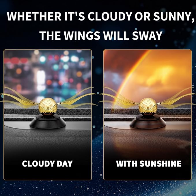 Kwak's Solar Car Air Fresheners,Solar Car Air Freshener with Swinging Wings for Car Interior Autorotation Decoration Accessories(Gold)