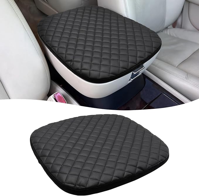 KBH Center Console Armrest Cover for Cadillac Escalade 2007 2008 2009 2010 2011 2012 2013 2014, Interior Accessories, Middle Console Lid Protector, Vinyl Leather, Anti-Scratch, Black