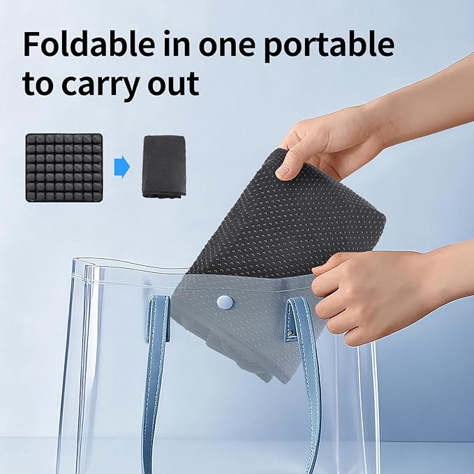 Inflatable Seat Cushion for Car - Adjustable Air Pressure Travel Cushion for Long Flights, Office Chairs, and Travel - Portable 17.7x15.7 Inches - Black