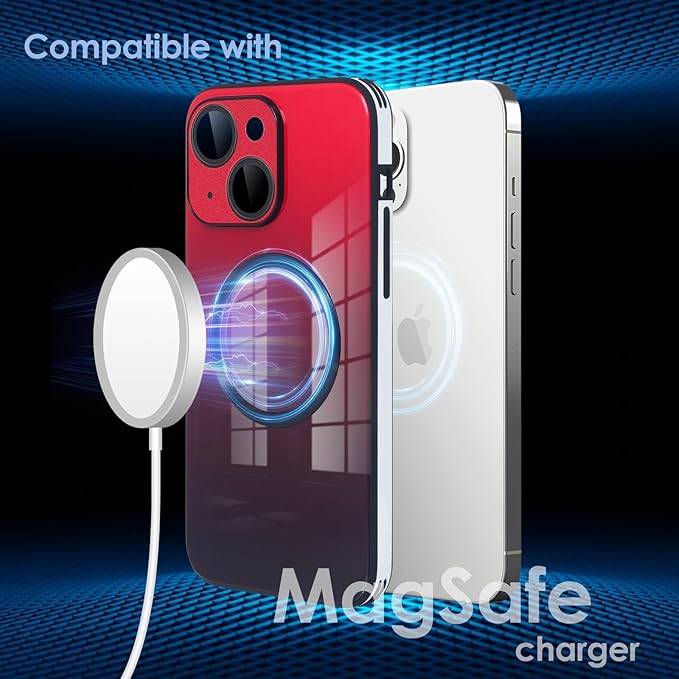 Guppy Compatible with iPhone 14 with MagSafe Case, Magnetic Gradient Case with MagSafe Charging, Gradient Glass Back Cover with Lens Film-Black