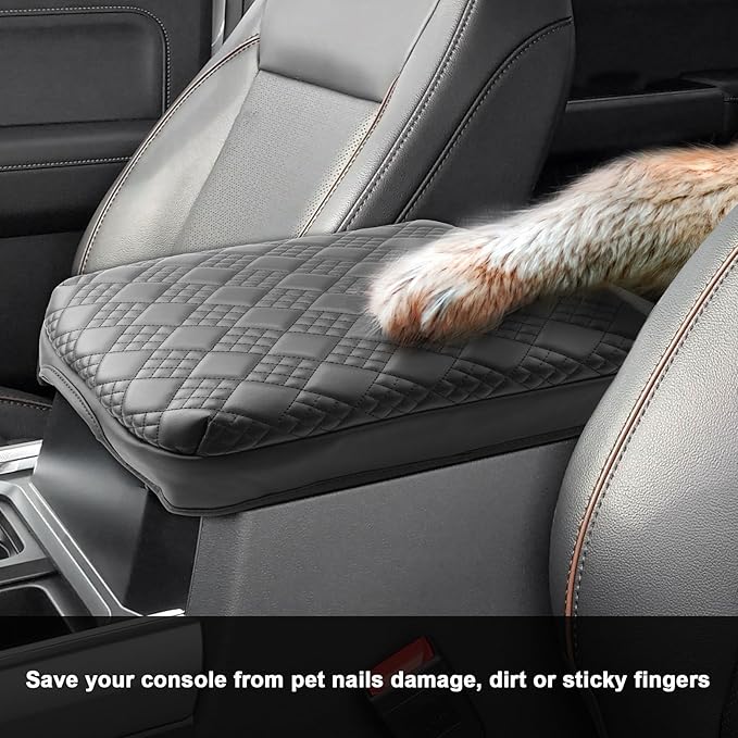 SXCY for 2023 2024 2025 Ford F250 Super Duty Armrest Cover Pad for 2025 Ford F250 Accessories 2025 F250 Center Console Cover 2025 F250 Middle Console Cover w/Soft Cotton Cushion (Added-Pad)