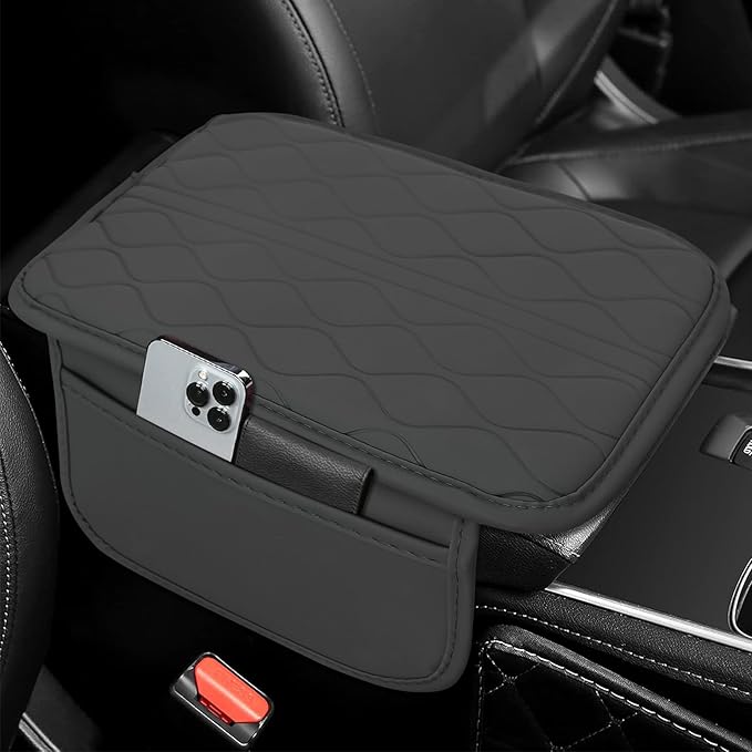 Leopard Cheetah Print African Animal Hunting Auto Center Console Armrest Pad, Car Center Console Cover, Auto Accessories Soft Comfort Armrest Cover Cushion Mat for Most Cars (Gray-K3)