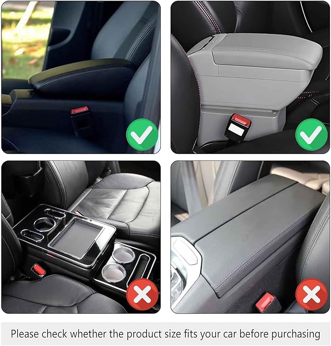 Car Center Console Cover for Dodge Ram 5th Ram 1500 2019-2024, Universal Leather Armrest Cover Protector Cushion Waterproof Interior Accessories with 2 Storage Bags,B/Brown