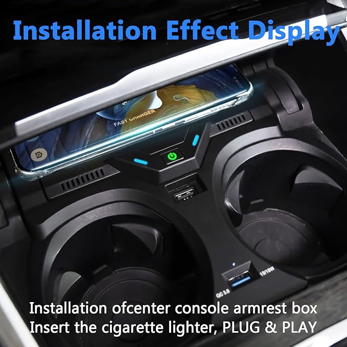 Wireless Car Charger for BMW 2 Series (2022-2024), i3/3 Series (2020-2024), i4/4 Series (2021-2024) with 27W USB & Type-C Center Console Accessory Panel, Fast Charger for i-Phone Sam-Sung