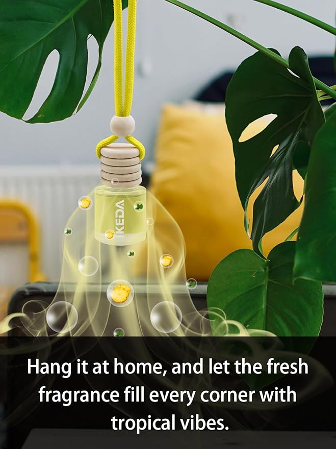 Ikeda Car Air Freshener: Hanging Car Smell Air Freshener | 10ml Hanging Car Perfume | Long Lasting Fragrance | Strong Scents Diffuser for Auto Home (Pineapple|Circular)