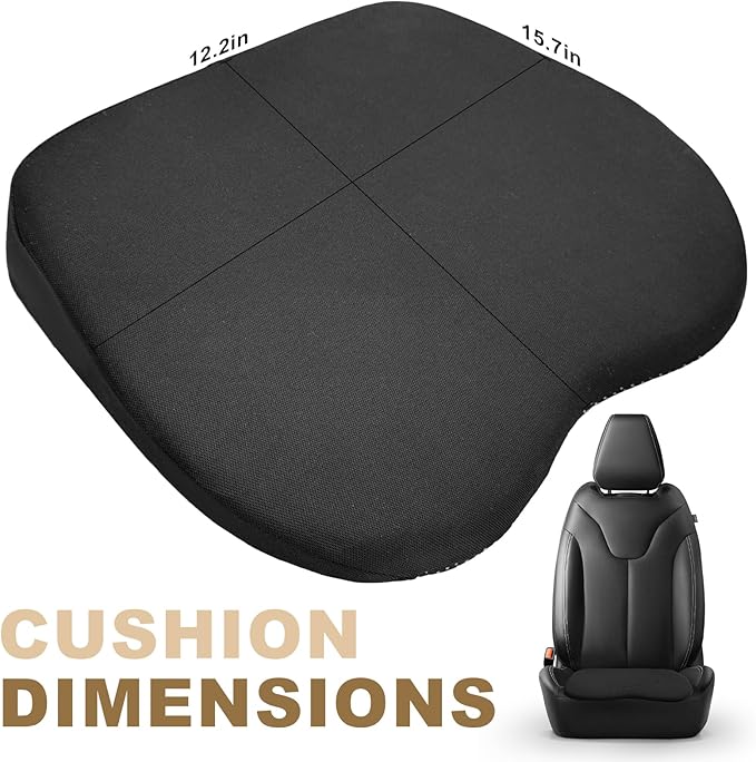2 in 1 Wedge Car Cushion for Driving, 3 Inch Soft Memory Foam Driver Seat Pad for Lumbar Support, Breathable Low Back Support Pillow Enhances Driving Comfort, Car Accessories (Black)