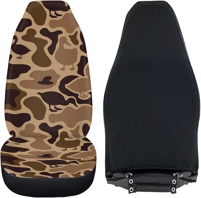 ELEQIN Duck Camo Car Front Seat Cover, 2 Packs Car Seat Protector, Nonslip Cushion Cover for Cars, Trucks & SUVs Auto Interior Decor