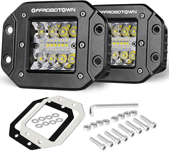 Flush Mount LED Pods, OFFROADTOWN 2pcs 5'' 78W Driving Light Work Lights Flush LED Light Bar Super Bright Fog Off Road Lights for Truck UTV ATV SUV Boat 4x4 Car