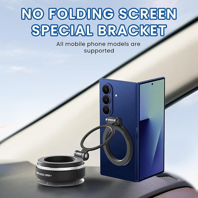 Magnetic Car Mount, [Ultra Strong Suction & Magnetic] 360° Adjustable Car Phone Holder, Vacuum Suction Cup Dashboard Mobile Stand for iPhone 17 16 15 14 13 12 Pro Max, Android and All Smartphones