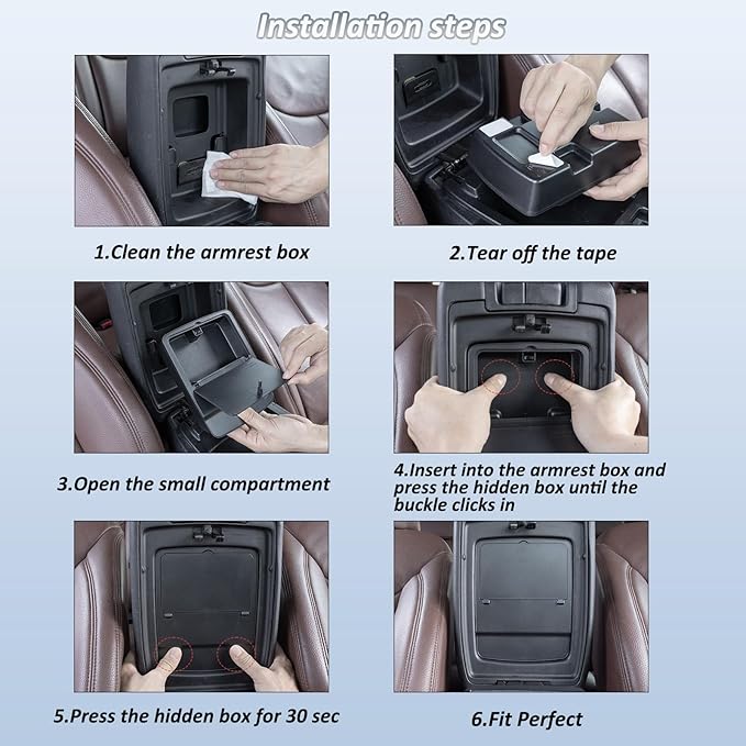 JKCOVER Center Console Hidden Organizer Box Compatible with Jeep Wrangler JK/JKU 2011-2016 2017 2018 Accessories Armrest Secret Compartment One-Touch Hidden Storage （Patent Design）
