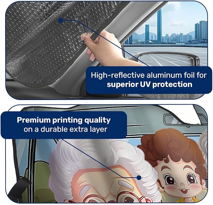 GENANY Girls Windshield Sun Shade for Car SUV Truck (55x30 Inches), Front Window Visor for Windows, Protector Blocks UV