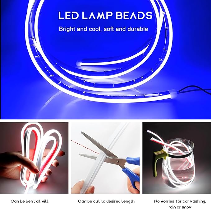 Car Hood Light Strip, 71 Inches Flexible DRL Dynamic Scan Start up Hoodbeam Kit, Waterproof 12V LED Headlight Strips Engine Cover Decoration, Exterior Car Accessories
