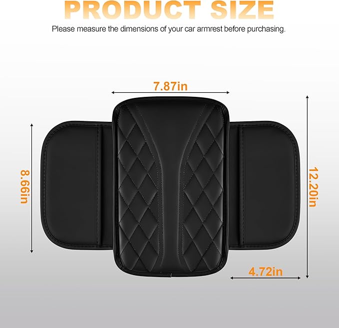 Car Center Console Cover Fit for Jeep Grand Cherokee - Leather Armrest Covers with 2 Storage Pockets(Black)