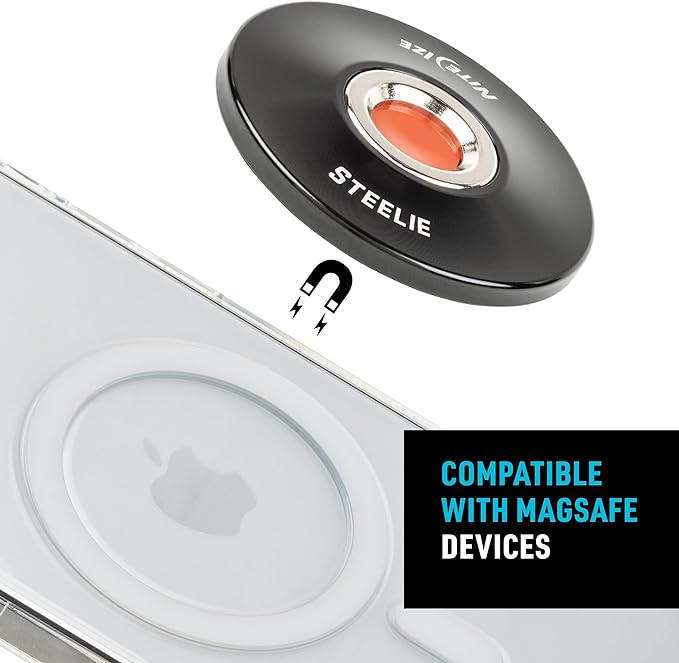 Nite Ize Steelie Orbiter Plus Magnetic Socket and Metal Ring - Car Dashboard with Magnetic Mount - Sturdy Dashboard Mount for Cell Phone - Black