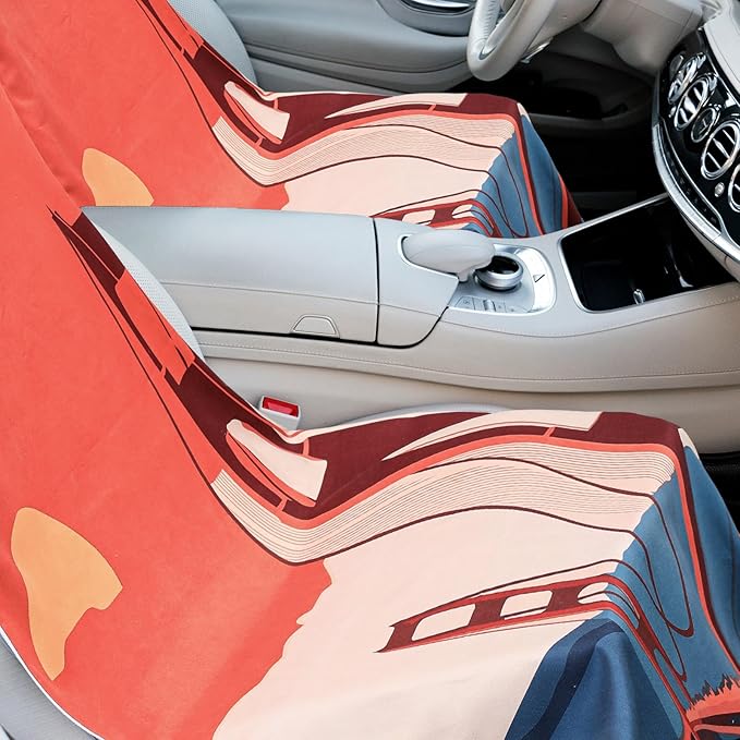2 Pack Car Seat Towel Covers with Storage Bag 63 x 32 Inch Athletic Running Towel Seat Sweat Washable Non Slip Cover Gift for Car Outdoor Sport Activities (Golden Gate Bridge)
