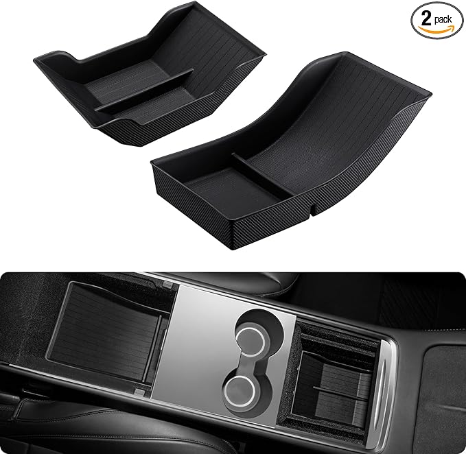 BASENOR Lower Center Console Organizer Tray for Model Y Model 3 (Proprietary Design) Bottom Storage Box Fit 2021-2024 Model Y 2021-2023 Model 3