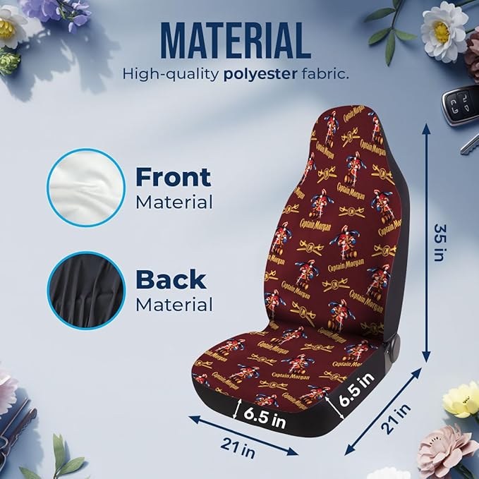 GENANY Pirate Captain Whisky Car Seat Covers Set of 2, Breathable Front Seat Covers for Truck Sedan SUV, Pirate Car Accessories, Wine Themed Gift for Women Men