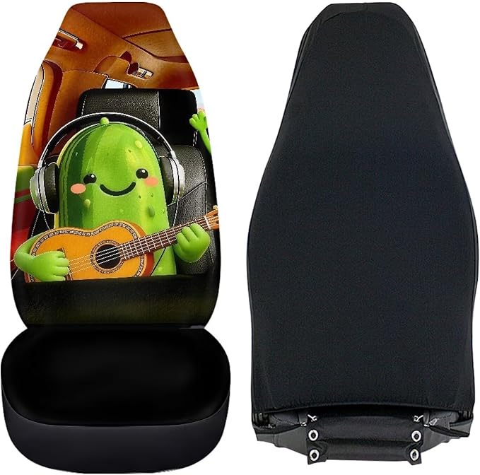 Cucumber Car Front Seat Covers 2 Pcs Funny Comfortable Car Seat Covers Front Seats Only Removable Automotive Accessories Universal Fit for Most Cars SUVs and Sedans