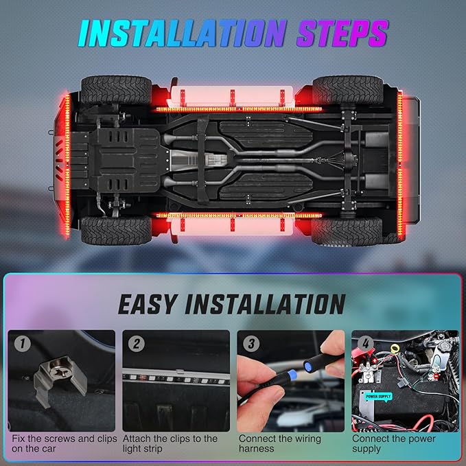 Nilight 8Pcs Aluminum Underglow Neon Accent Strip Lights 396 LEDs RGB Door Assist Multi Color DIY Sound Active Function Music Mode with APP and Remote Control Underbody Light Strips for Car Truck RV