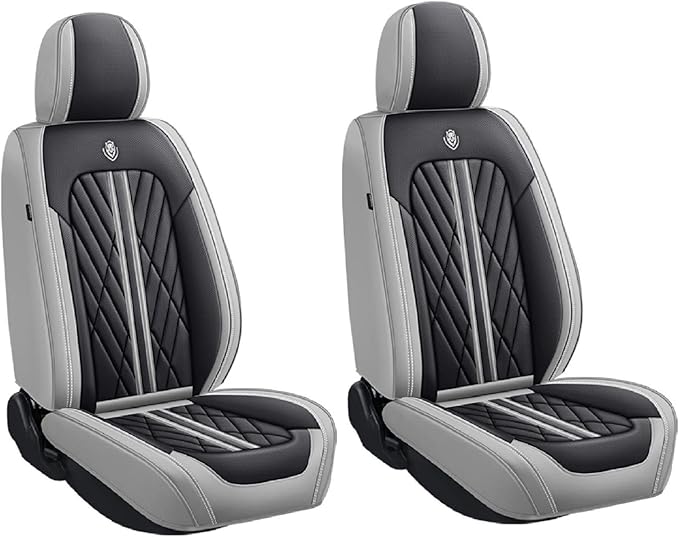 Premium Nappa Leatherette Car Seat Cover Set Custom Fit for Honda CR-V CRV 2000-2023 2024 2025 2026 Water-Proof Breathable Faux Leather Seat Cushion Protectors (Front 2 Seats,Black Grey)