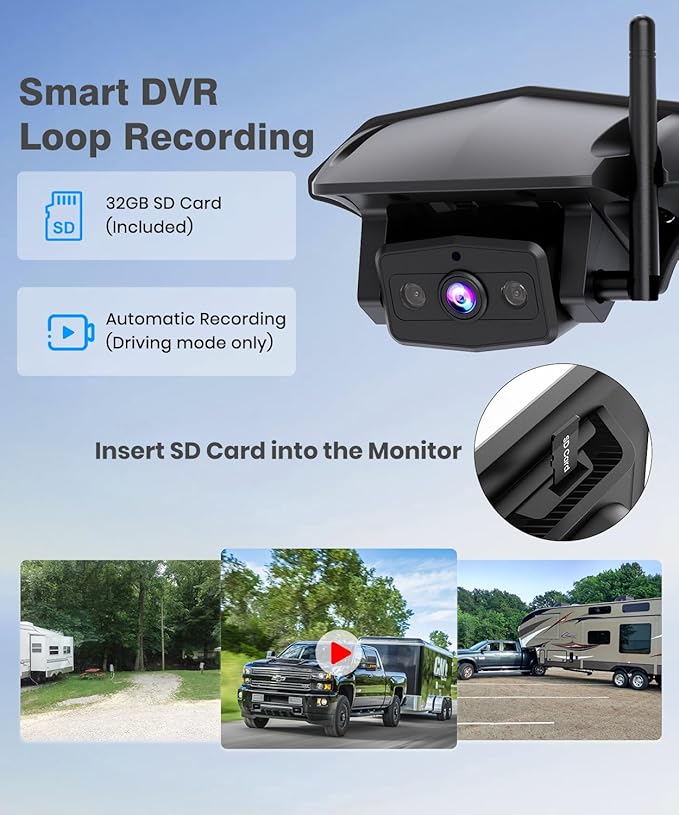 AUTO-VOX 8.2'' RV Backup Camera Wireless: Compatible with Pre-Wired RV, 1080P HD Monitor with CarPlay, Voice Control, IR Night Vision, DVR Recording Back Up Camera for Camper, Trailer, Motorhome