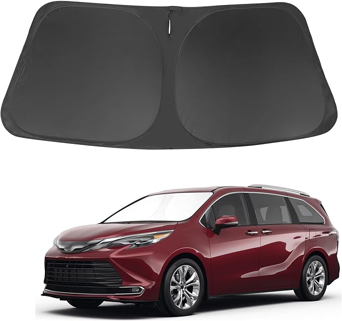 Windshield Sun Shade Fit for 2021 2022 2023 2024 2025 2026 Toyota Sienna Mini Van Accessories Front Window Sunshade Keeps Your Car Cooler