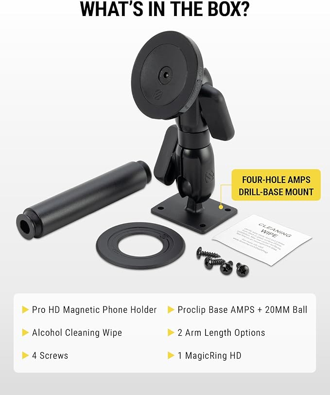 Scosche MXMSAMPS2HD MagicMount Pro Heavy Duty Dashboard Cell Phone Holder/Tablet Mount for Truck, Semi & Car, Magnetic Dash Mount with AMPS Plate Compatible with MagSafe, iPhone, Android & iPad
