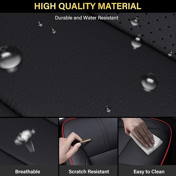 Coverado Car Seat Covers Full Set Faux Leather-Custom Fit Chevy Silverado/GMC Sierra (2007-2013 & 2019-2026 1500, 2020-2026 2500HD/3500HD) Compatible with Crew/Double/Extended Cab (Red)