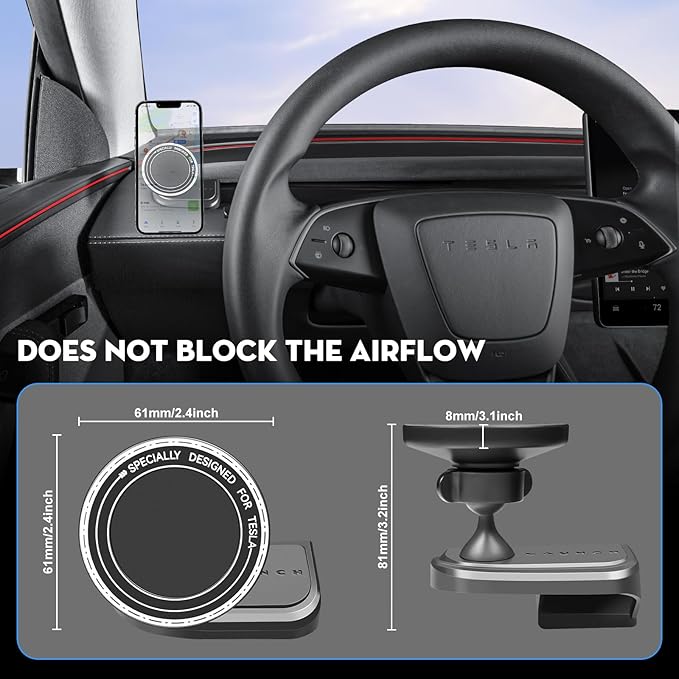 Car Phone Mount for Tesla New Model Y Juniper 2026 Magnetic Dashboard Phone Holder for 2024-2026 Model 3 Highland Accessories for All Smartphone