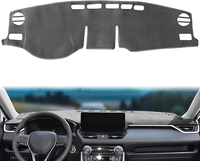 Dash Cover Mat, Center Console Cover Sunshield Protector, Dashboard Cover Compatible with T0y0ta RAV 4 2019 2020 2021 2022 2023 2024 2015 (Gray Trim)