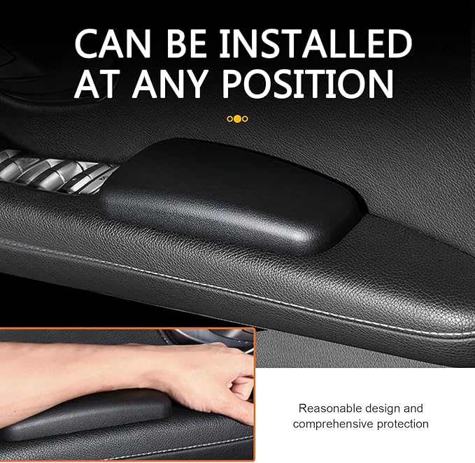 2 PCS Car Elbow Pad Arm Rest, Polyurethane Elastic Soft Arm Leg Support Pillow, Multi-functional One-piece Molded Car Interior Decoration, Universal for Most Vehicles (Black)