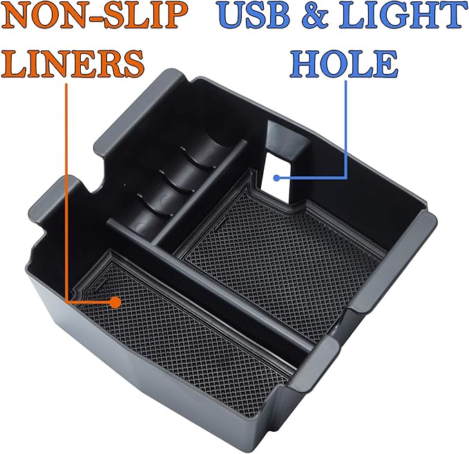 Compatible with Center Console Organizer Tray Jeep Wrangler JL/JLU 2018-2021 2022 2023 2024 2025 2026 and Jeep Gladiator JT Truck 2020-2023 2024 2025 2026 Insert Armrest Accessories (Not for JK/JKU)