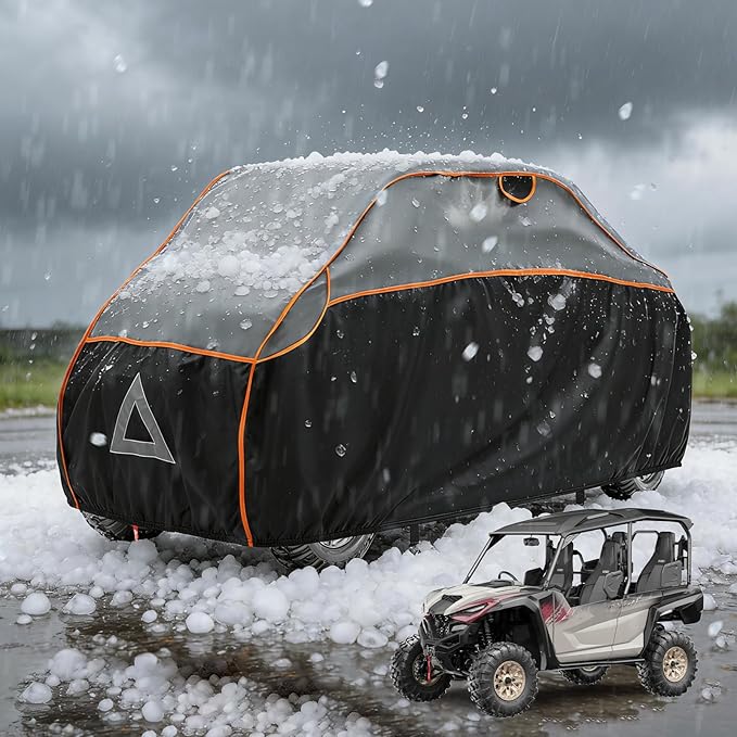 UTV Cover 4-6 Seater for Hail Protection, Heavy Duty All-Weather Protection UTV Cover with Air Vents, Windproof Buckles and Elastic Bands, Compatible with Polaris Ranger Can am Yamada