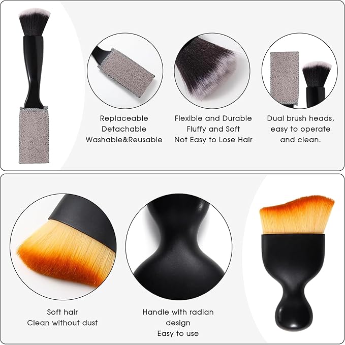 4 PCS Car Detailing Brushes Set, Car Cleaning Brush Car Interior Detailing Brush Bristles Soft Car Interior Cleaning Brushes and Microfiber Towel Kit for Cleaning Interior Exterior of Car