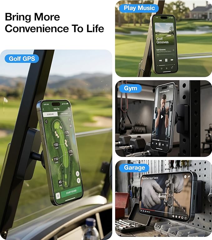 [Military-Grade &28 Powerful Magnets Magnetic Golf Cart Phone Holder for All Phones, 360°Rotation, Golf Cart Accessory for EZGO, Club Car, Yamaha, Best Gift for Men Golfe,Dad Father,Husband