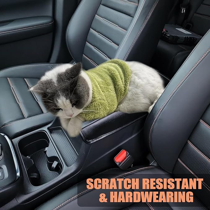 for Honda CRV 2026 2025 2024 2023 Center Console Cover - Soft Armrest Pad Middle Console Cover for Honda CRV LX EX Sport Hybrid EX-L Sport Touring Hybrid Accessories(Orange Stitches)