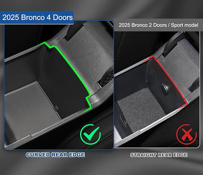 GZSH 2025 Upgrade Double-Layer Center Console Organizer fit for 2025 2026 Ford Bronco 4 Door Full Size |Not for Sport Model| Not for 2 Door Not for manual transmission