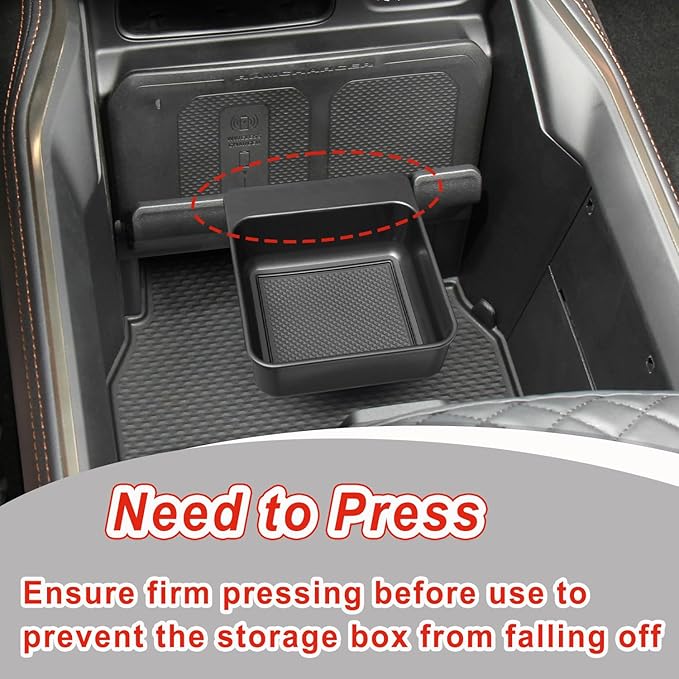 PIMCAR Center Console Hanging Box Compatible with 2019-2026 Dodge RAM 1500 2500 3500 Organizer Tray Armrest Storage Accessories(Only Fit Full Center Console and Bucket Seats)