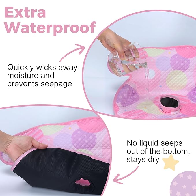 Piddle Pad Car Seat, Waterproof Car Seat Protector for Potty Training, Travel-Friendly Baby Toddler Carseat Cover, Machine Washable Liner for Spills, Potty Accidents (Pink, 2PC)